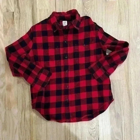 Gap Kids Red and Black Buffalo Check Long Sleeve Shirt Top Button Up- size M (8) - Picture 1 of 1
